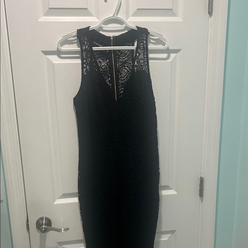 Bebe Black Lace Sexy Jumpsuit A2 - Picture 2 of 6